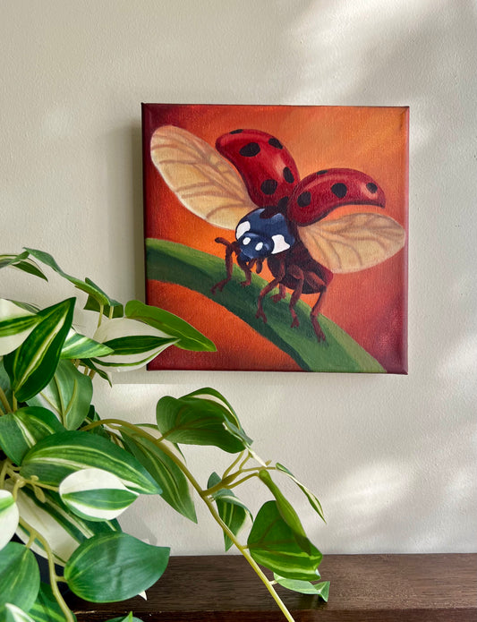 Wish Keeper original ladybug acrylic painting by Courtney Rose